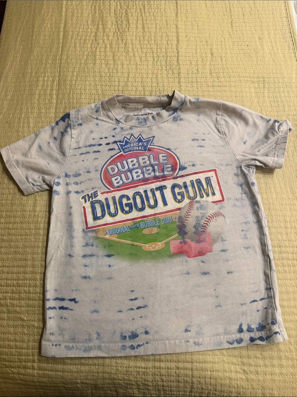 abercrombie kids White and Blue Dubble Bubble Dugout Gum Graphic Tee
